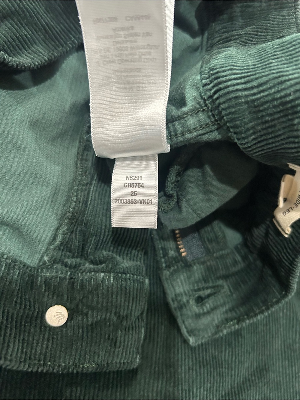 Madewell The Emmett Wide-Leg Pant In Corduroy Size 25 Style NS291 Green Stretchy - Picture 13 of 16